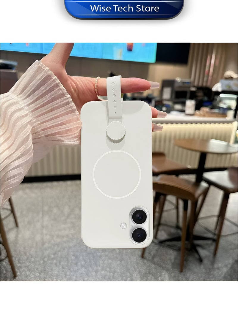 دبليو تيك غطاء ساعة يد دوار من السيليكون السائل المغناطيسي غير المرئي لهاتف أبل آيفون 17 5G 2025 (MCRPSN) - أبيض لؤلؤي - Image 3