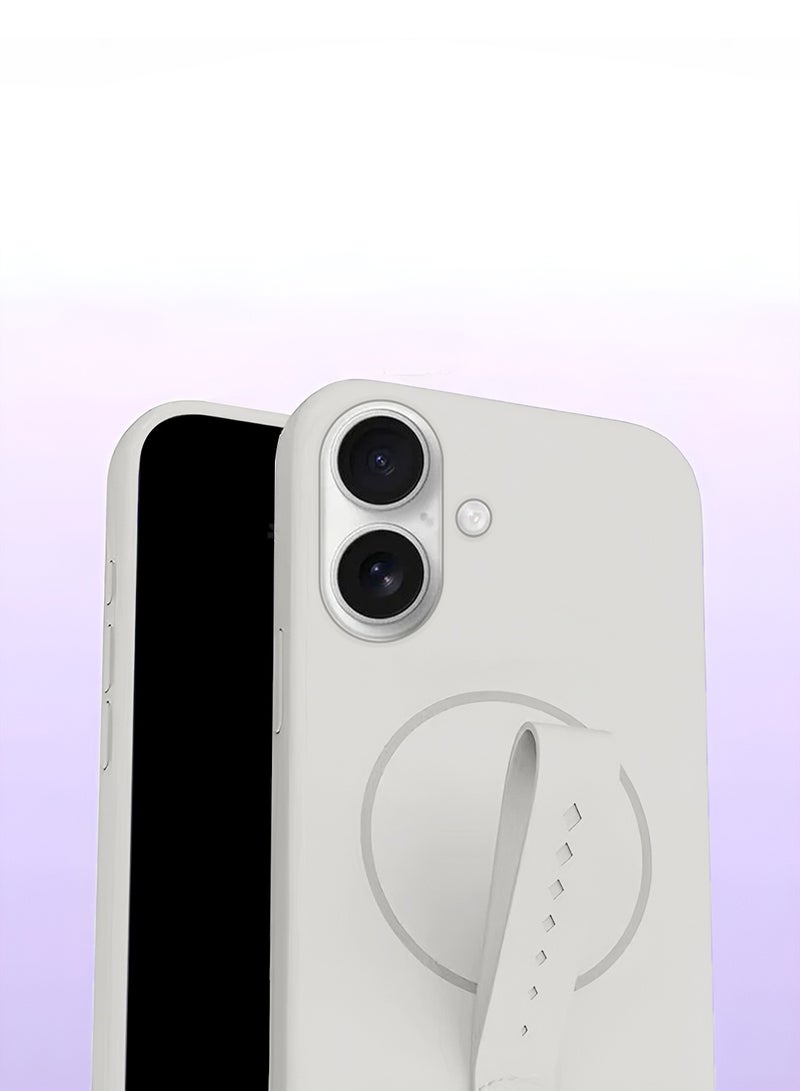 دبليو تيك غطاء ساعة يد دوار من السيليكون السائل المغناطيسي غير المرئي لهاتف أبل آيفون 17 5G 2025 (MCRPSN) - أبيض لؤلؤي - Image 2