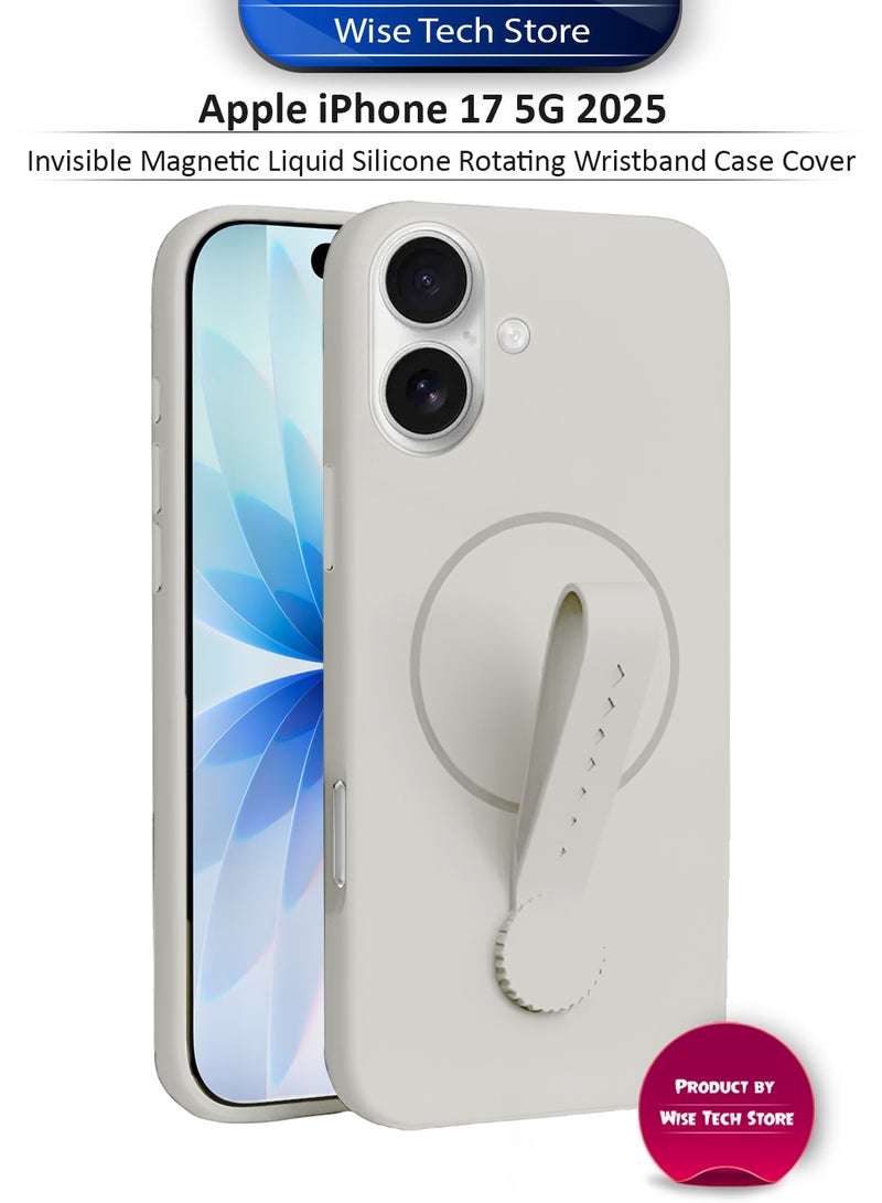 دبليو تيك غطاء ساعة يد دوار من السيليكون السائل المغناطيسي غير المرئي لهاتف أبل آيفون 17 5G 2025 (MCRPSN) - أبيض لؤلؤي - Image 1