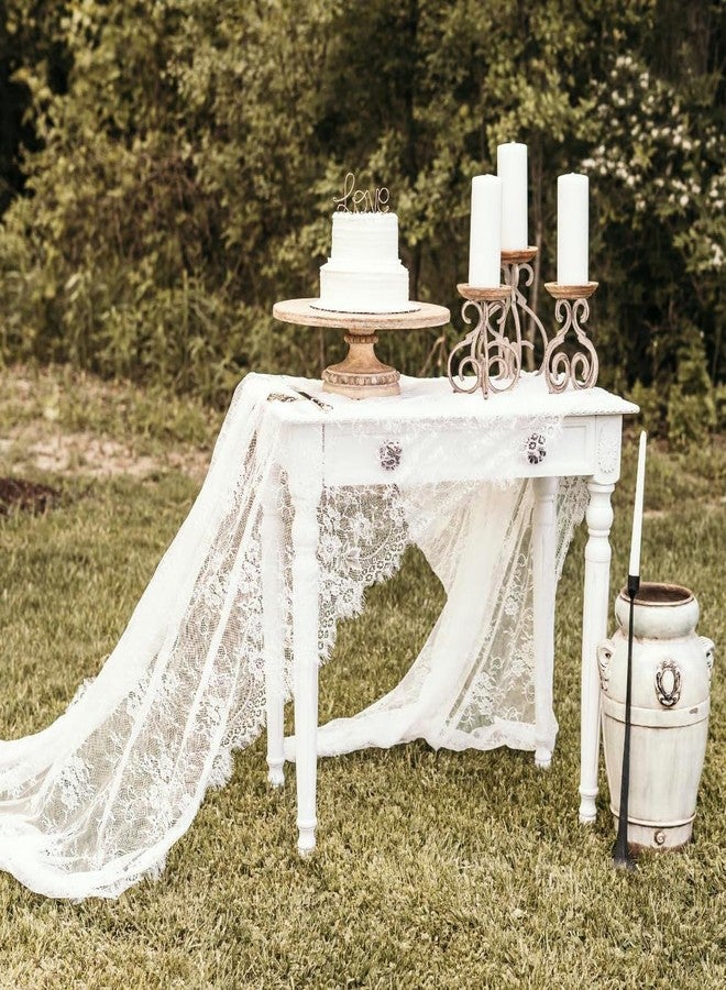 LuoluoHouse Lace Tablecloth White Wedding Tablecloths 60x120 Inch Vintage Rustic Farmhouse Table Fabric for Romantic Wedding Table Decorations - Image 2