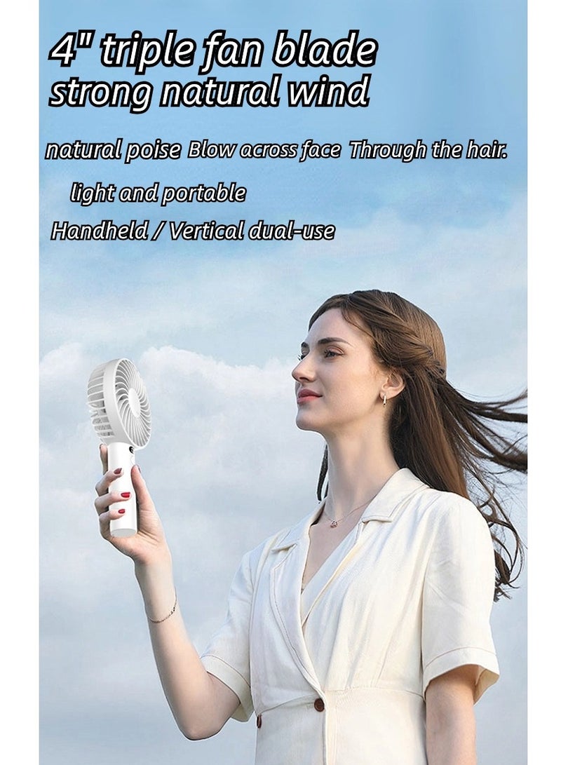 Handheld Fan,Speed(1-3) Adjustable Mini Fan,1200mAh Battery Rechargeable Personal Fan,Digital Display,For Women Men Travel/Camping/Outdoor-White
