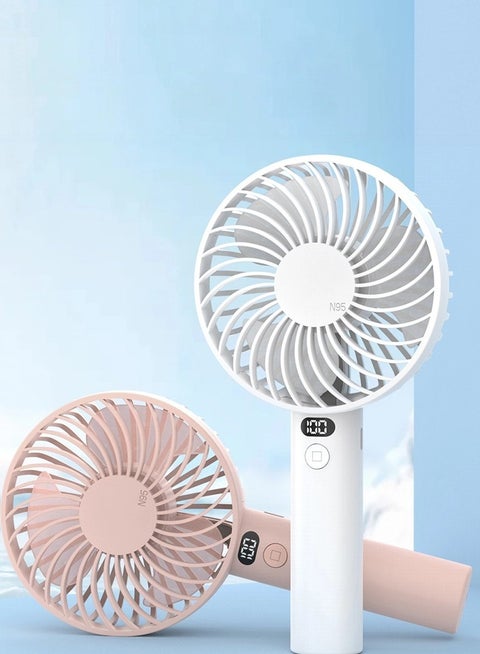 Handheld Fan,Speed(1-3) Adjustable Mini Fan,1200mAh Battery Rechargeable Personal Fan,Digital Display,For Women Men Travel/Camping/Outdoor-White