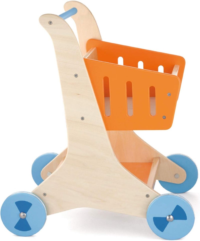 VIGA Educational Wooden Grocery Store Shopping Trolley Cart for Kids Ages 1+ Year - Image 5