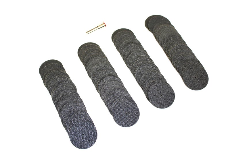 TEMO 100 pc 1-1/2 Inch Reinforced Fiberglass Cutoff Wheel Cut Off Disc with Two 1/8 Inch Mandrel, for Dremel Rotary Tools - Image 2