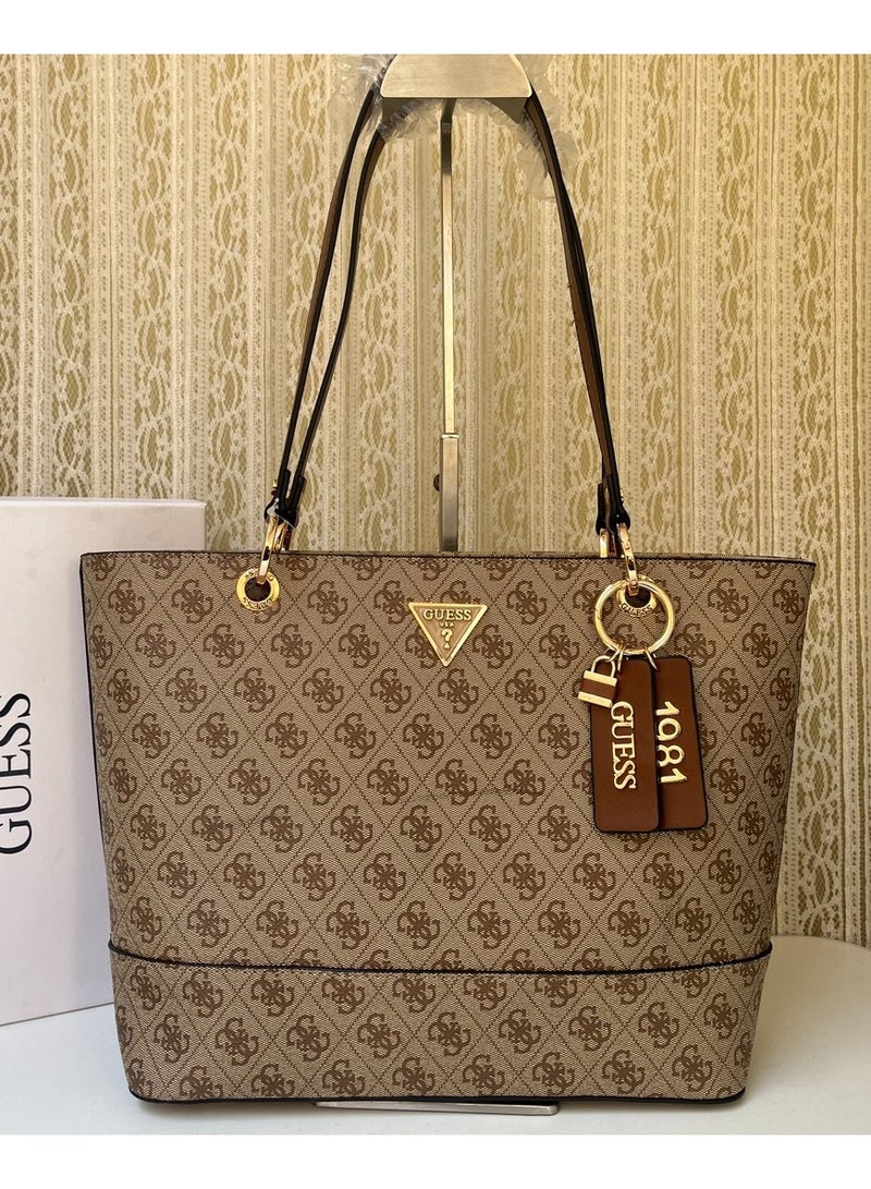 GUESS Women's Printed Large-capacity Handbag 38×27×12cm 