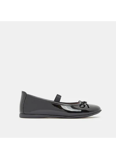 Pablosky Girls' Solid Ballerina School Shoes with Bow Detailing