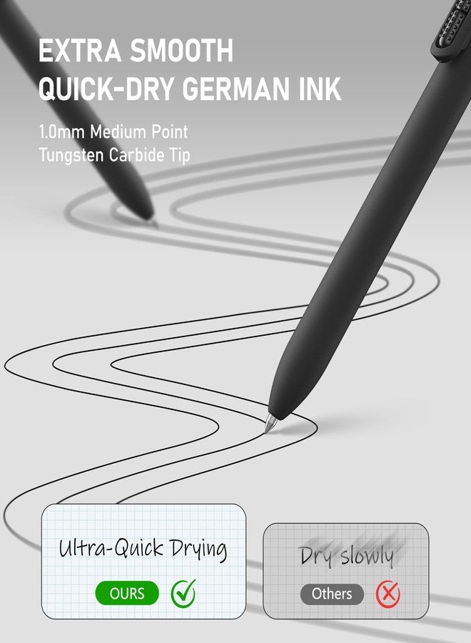 InkSlick 16 Pack Black Pens - 1.0mm Medium Point Ballpoint Pens | Smooth Writing Retractable Black Ink Pen for Nurses, Women, Adults, School, Office (Vintage-16pcs) - Image 3