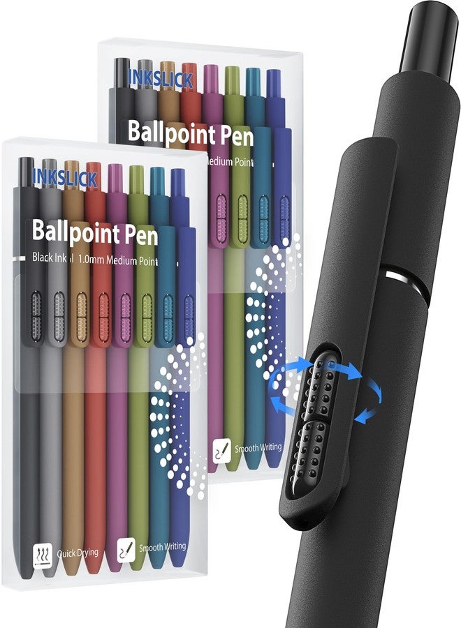 InkSlick 16 Pack Black Pens - 1.0mm Medium Point Ballpoint Pens | Smooth Writing Retractable Black Ink Pen for Nurses, Women, Adults, School, Office (Vintage-16pcs) - Image 1