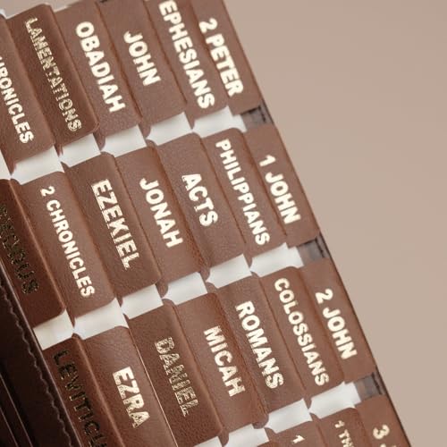 UPAFEXXI-Leather Bible Tabs, Bible Tabs for women and men(Gold Foil Lettering) Large Print Stickers, Easy to Read and Apply, 80 Chapters Labels for Easy Navigation(Brown) - Image 3