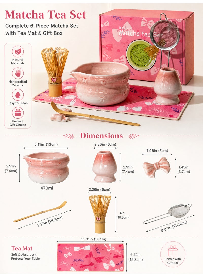 Vibe Mart Matcha Whisk Set – Traditional Bamboo Matcha Whisk with Matcha Bowl |Pink Whisk Holder & Scoop|Stainless steel filter mesh|7-Piece Japanese Matcha tools|Suitable as a gift for Eid al-Fitr. - Image 3