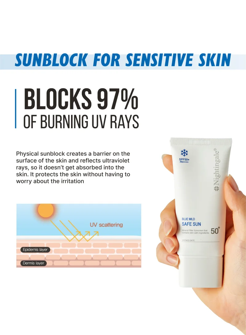 nightingale Korean Face Sunscreen SPF50 50ml - Invisible, Weightless, Oil Free Cream