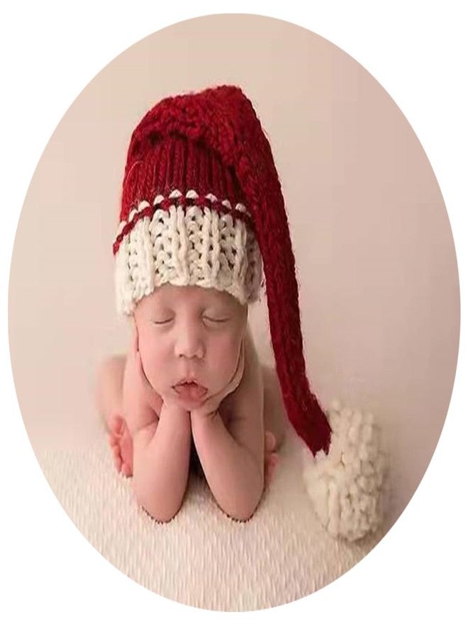 Vedory Christmas Newborn Baby Photo Shoot Props Outfits Crochet Clothes Santa Claus Red Hat Pants Photography Props (Red Hat) - Image 2