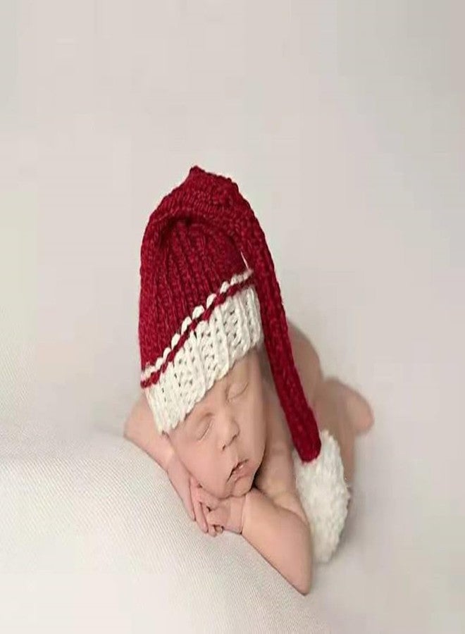 Vedory Christmas Newborn Baby Photo Shoot Props Outfits Crochet Clothes Santa Claus Red Hat Pants Photography Props (Red Hat) - Image 3