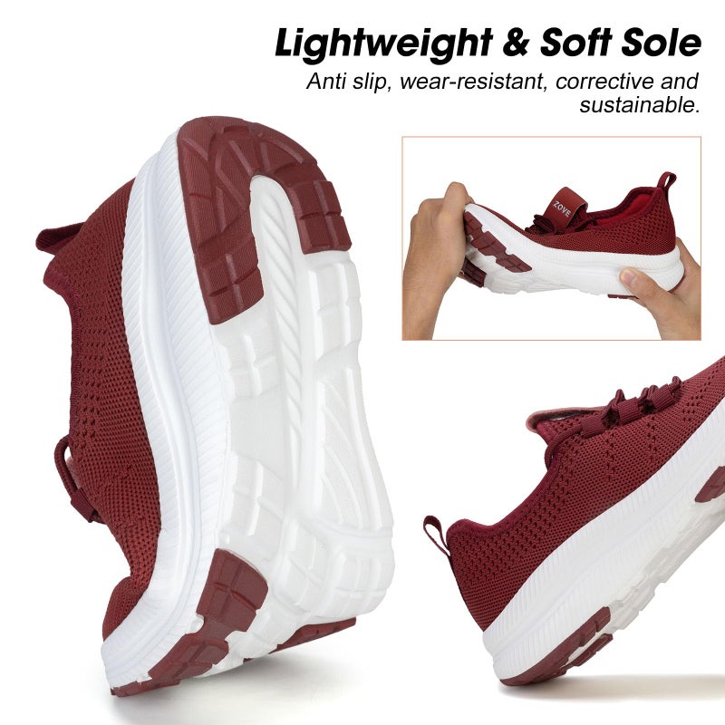Zove Wide Toe Box Shoes Women Extra Wide Width Sneakers Ultra Light Road Running Shoes Non-Slip Tennis Sneakers Breathable Walking Athletic 8803 Wine Red 39 - Image 5