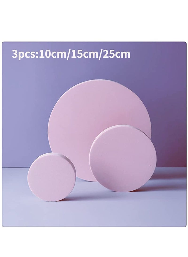 Cube Photography Background Props Foam Geometric Stereo Photo Props for Lipstick Jewelry Cosmetics Makeup Tools Food(Pink Round)