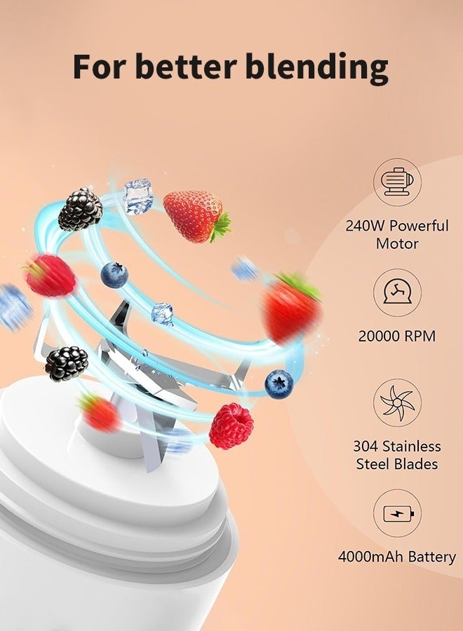 APEX Portable Blender 600ML Electric Juicer Fruit Mixers 4000mAh USB Rechargeable Smoothie Mini Blender Personal Juicer - Image 5