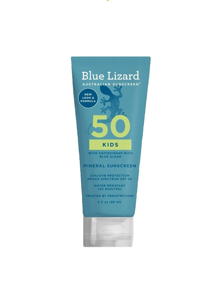 BLUE LIZARD Kids Mineral Water Resistant Sunscreen Lotion - UVA/UVB Protection - SPF 50 89 mL - Image 1