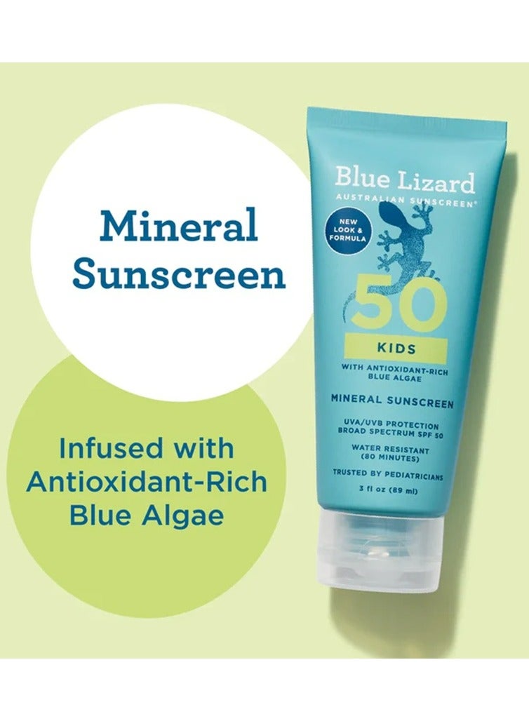 BLUE LIZARD Kids Mineral Water Resistant Sunscreen Lotion - UVA/UVB Protection - SPF 50 89 mL - Image 2