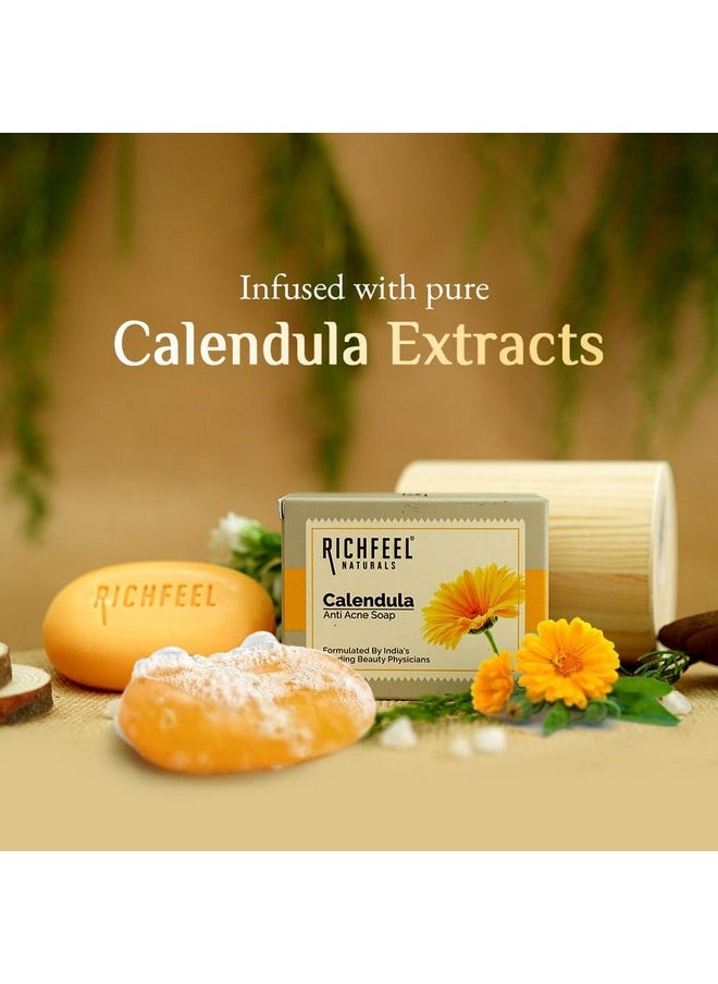 Richfeel - Calendula Anti Acne Brightening Soap | Bathing Soaps | Bath Soap For Men & Women | Soaps For Bath | Tfm Grade 1 Soap | For Oily Skin | Fades Dark Spots | Gentle Exfoliation - 75Gm (Pack Of 7) - Image 1
