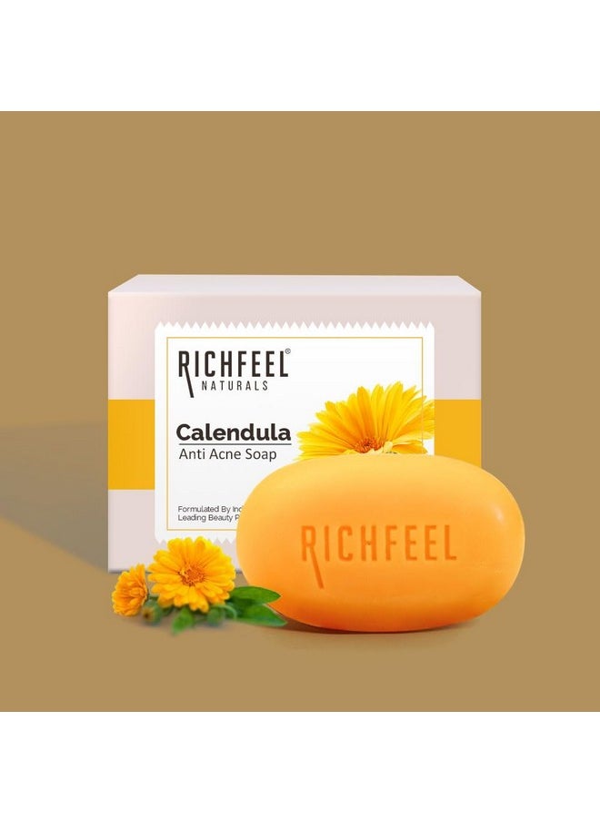 Richfeel - Calendula Anti Acne Brightening Soap | Bathing Soaps | Bath Soap For Men & Women | Soaps For Bath | Tfm Grade 1 Soap | For Oily Skin | Fades Dark Spots | Gentle Exfoliation - 75Gm (Pack Of 7) - Image 1
