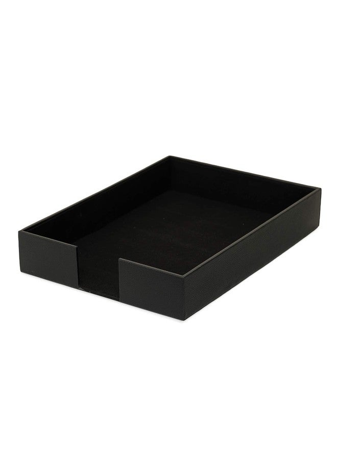 AZYEEA - Paper Tray Stackable Letter Trays Jewelry Display Tray for Home, Room Desk, Organiser Accessories Rectangular Leather A4 Office Paper Tray (Black) - Image 2