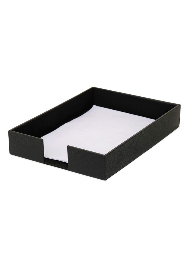 AZYEEA - Paper Tray Stackable Letter Trays Jewelry Display Tray for Home, Room Desk, Organiser Accessories Rectangular Leather A4 Office Paper Tray (Black) - Image 1