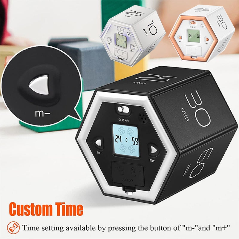 Hexagon Digital Clock Timer Magnetic Cubes Timer Kitchen Hexagon Flip Timer for Studying Cooking Exercise Easy To Use Magnetic Flip Focus-timer - Image 5