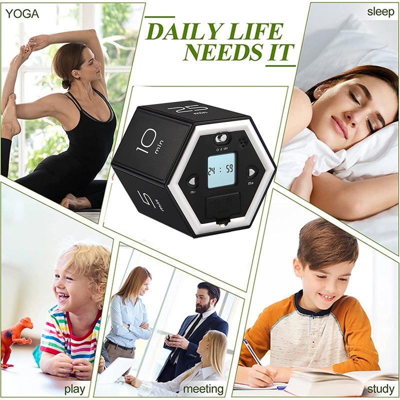Hexagon Digital Clock Timer Magnetic Cubes Timer Kitchen Hexagon Flip Timer for Studying Cooking Exercise Easy To Use Magnetic Flip Focus-timer - Image 3