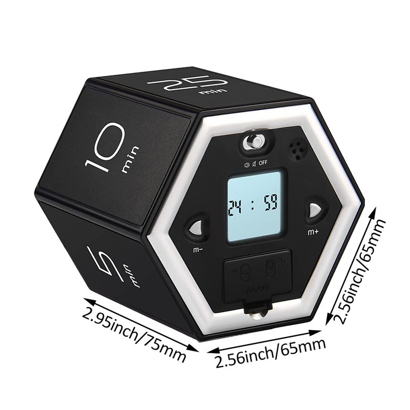 Hexagon Digital Clock Timer Magnetic Cubes Timer Kitchen Hexagon Flip Timer for Studying Cooking Exercise Easy To Use Magnetic Flip Focus-timer - Image 2