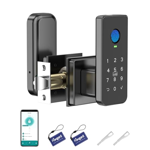 Foxgard Fingerprint Door Lock 5in1 Biometric Smart Lock with Keypad App Control Key AutoLock Electronic Deadlock Keyless Entry for Bedroom Office Indoor Use Includes 2 IC Cards - Image 1