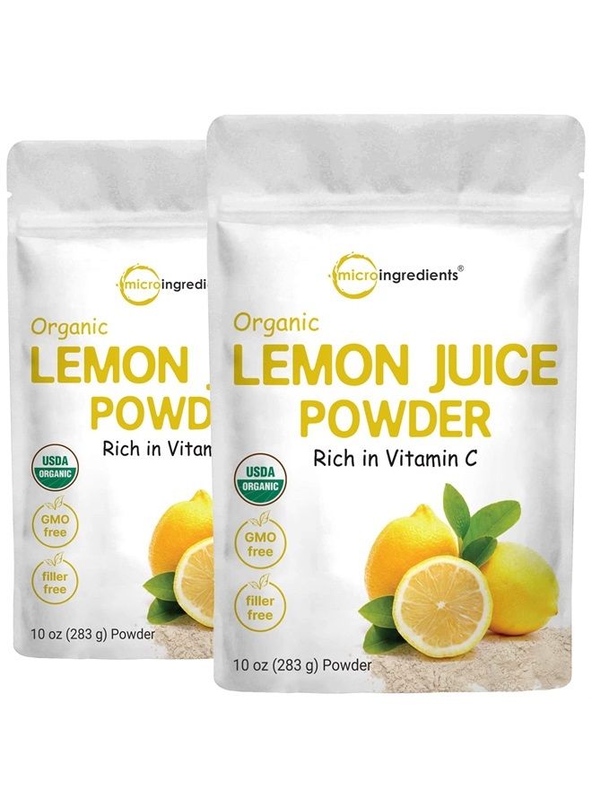 Micro Ingredients 2 Pack Micro Ingredients Organic Lemon Juice Powder, 10 Ounce, Rich in Natural Vitamin C (Immune Vitamins) for Immune System, Great Flavor for Drinks, Smoothie & Beverages, Vegan 