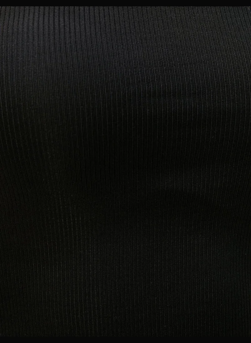 كوتون Ribbed Asymmetric Neck Crop Tank Top