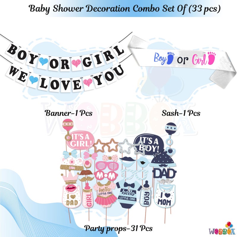 Wobbox Baby Shower Decoration Items| Baby Shower Ceremony Photo Booth Props for Photoshoot, Baby Shower Banner& Mom to Be Sash, Godh Bharai Ceremony Decoration Kit-(FP4738) - Image 2