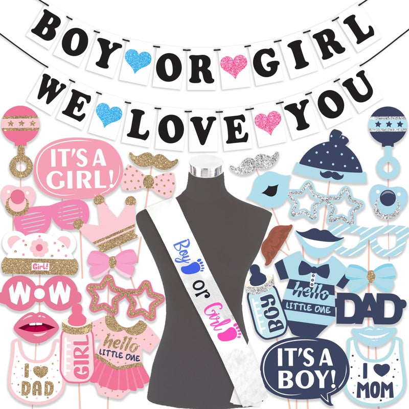Wobbox Baby Shower Decoration Items| Baby Shower Ceremony Photo Booth Props for Photoshoot, Baby Shower Banner& Mom to Be Sash, Godh Bharai Ceremony Decoration Kit-(FP4738) - Image 1