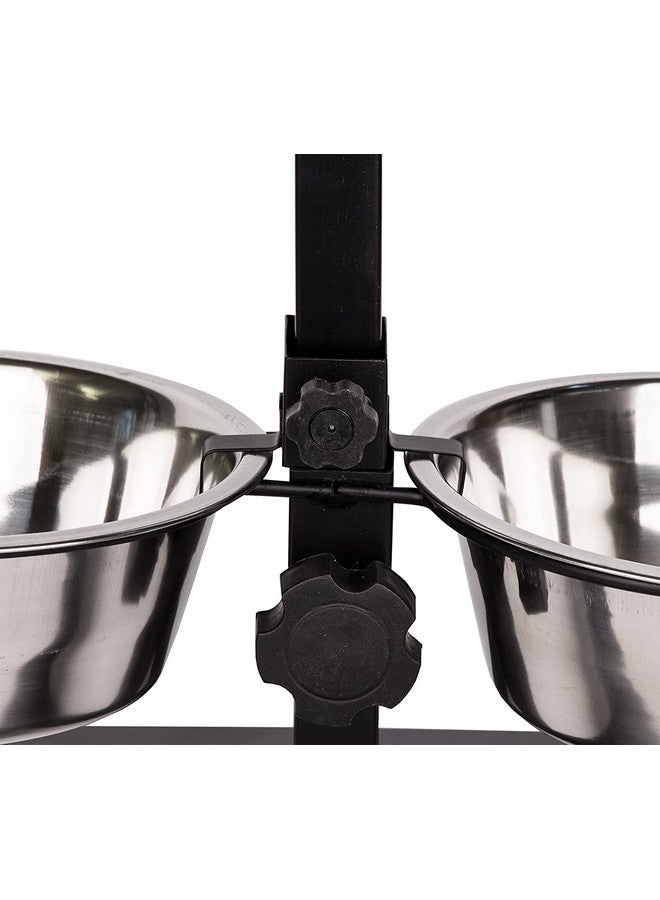 وعاء طعام وماء مزدوج قابل لضبط الارتفاع مع قاعدة على شكل حرف H ووعاءين قابلين للإزالة من الفولاذ المقاوم للصدأ مثاليين لتناول الطعام والشراب للكلاب والقطط (كبير - 2 × 2800 مل) - Image 5