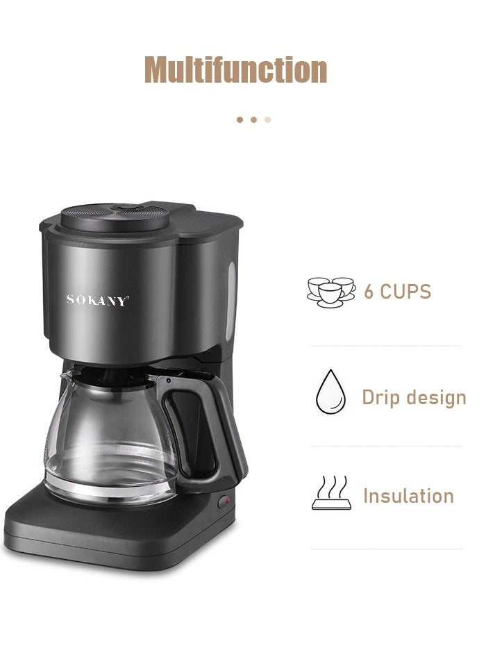 6 Cup Coffee Maker,Drip Coffee Maker with Detachable and Reusable Filter,650W,SK-124,Black - pzsku/Z12358EA14E3E1BB84A2EZ/45/_/1717226629/27711bd4-2a6f-4c80-abe6-962a9ebafbd1