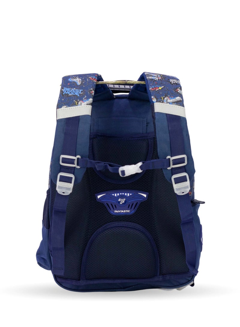 Fantastic QY002 Fantastic School Backpack, Space Design, Cartoon Pattern, Navy Blue with Colorful Graphics  - Image 3