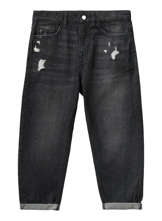 Benetton Girls Balloon Fit Jeans With Rips - Image 1