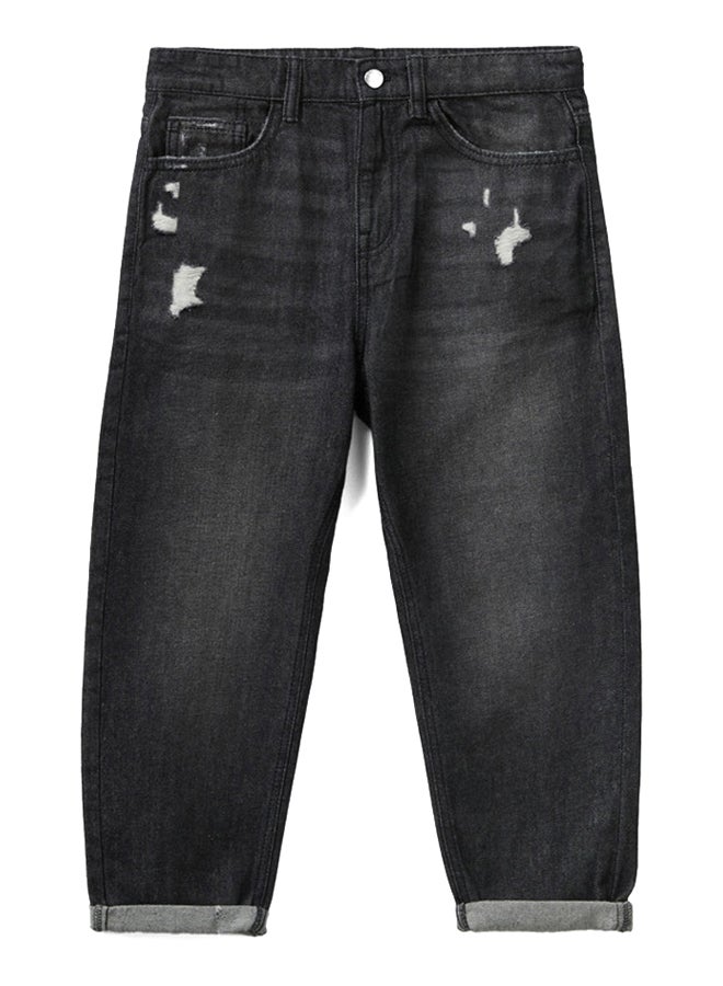 Benetton Girls Balloon Fit Jeans With Rips - Image 3