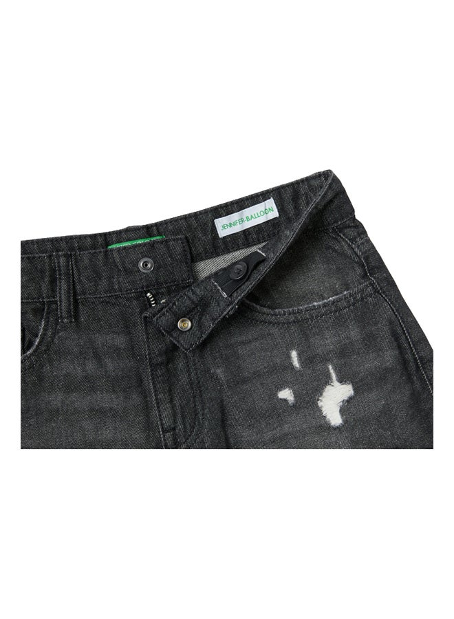 Benetton Girls Balloon Fit Jeans With Rips - Image 2