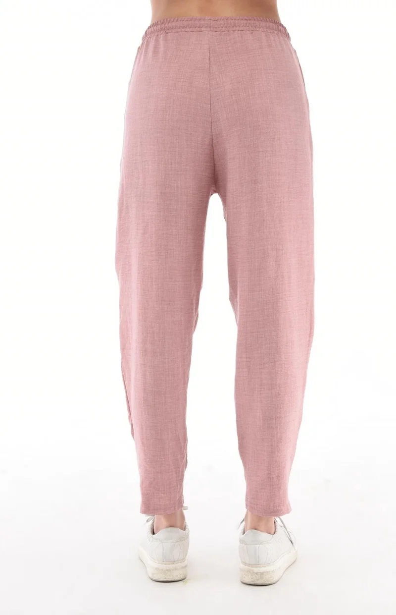 Cedy Denim Women's Synthetic Linen High Waist Elastic Skinny Leg Mom Pants C611