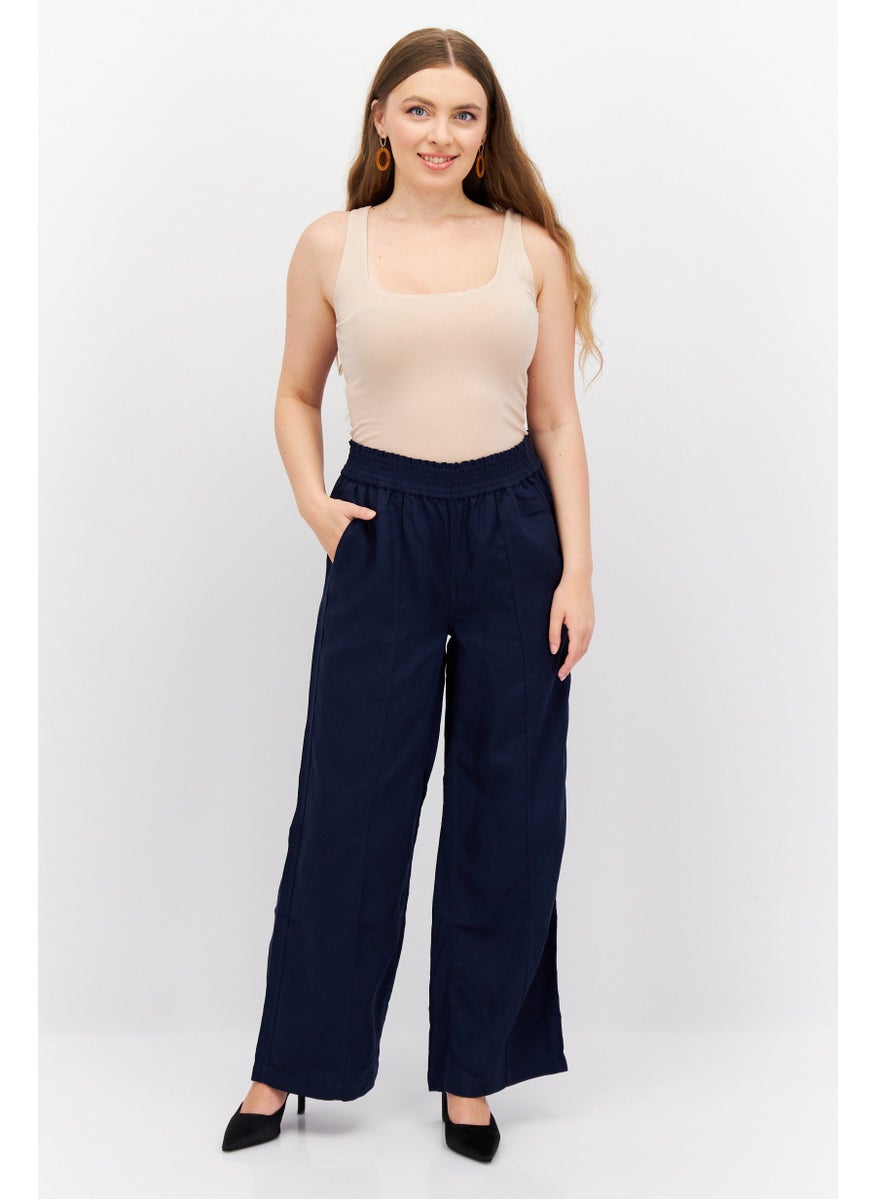 Women Wide Leg Solid Palazzo Pants, Navy - pzsku/Z1235A3EA18F520B6BEB6Z/45/_/1724351233/e4e97c00-2271-471a-b2df-fcdaafbff282