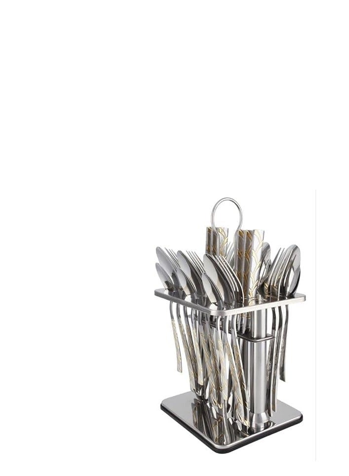 A rust-resistant cutlery set with an elegant design, suitable for daily use and special occasions. Dishwasher safe and perfect for serving food and desserts.          Ask ChatGPT  - Image 1