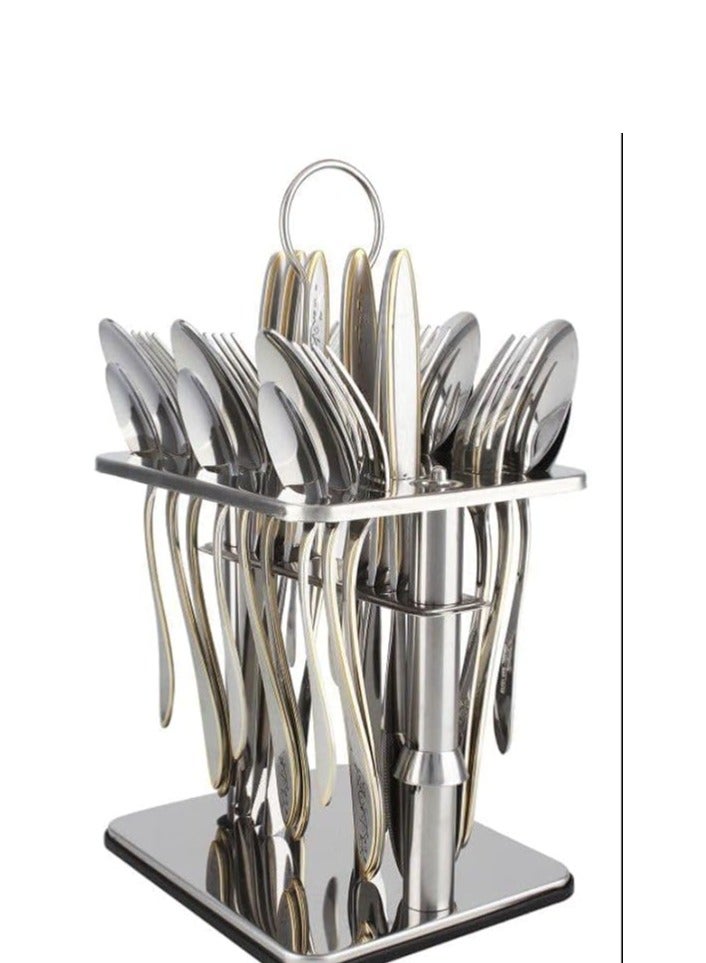 A rust-resistant cutlery set with an elegant design, suitable for daily use and special occasions. Dishwasher safe and perfect for serving food and desserts.          Ask ChatGPT  - Image 3