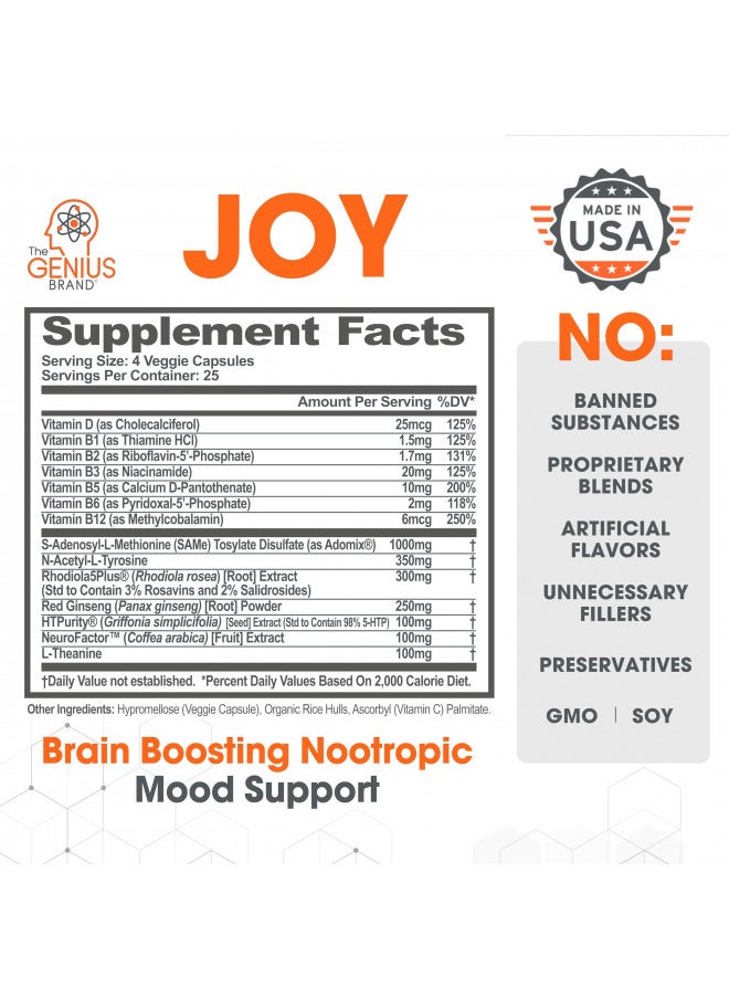 The Genius Brand - Genius Joy Nootropic Mood Enhancer Supplement Support Cognitive Health Enhance Mood - Image 1