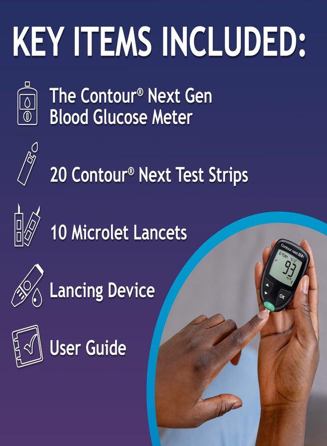 Ascensia CONTOUR NEXT GEN Blood Glucose Monitor All-In-One Kit with 20 Test Strips, Accurate Blood Sugar Monitor, Easy-to-Use Glucose Meter, Portable and Reliable Diabetes Testing Kit - Image 4