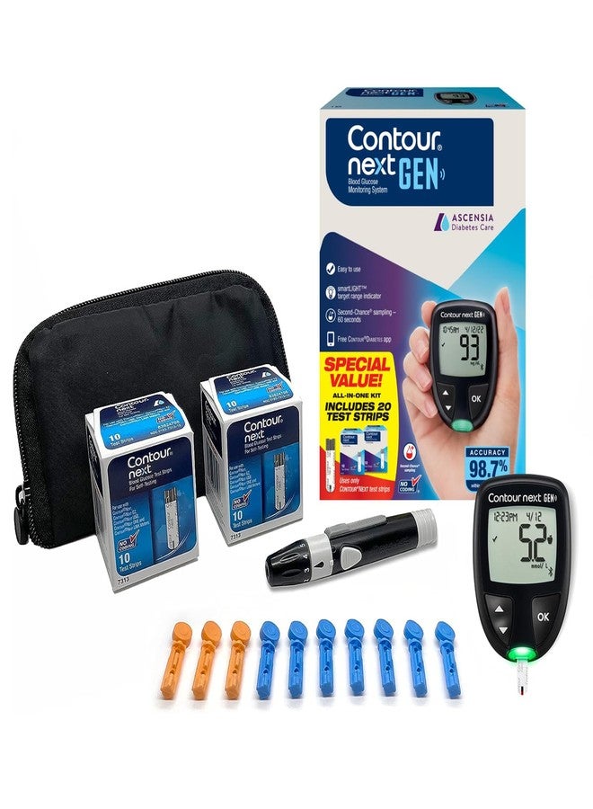 Ascensia CONTOUR NEXT GEN Blood Glucose Monitor All-In-One Kit with 20 Test Strips, Accurate Blood Sugar Monitor, Easy-to-Use Glucose Meter, Portable and Reliable Diabetes Testing Kit - Image 1