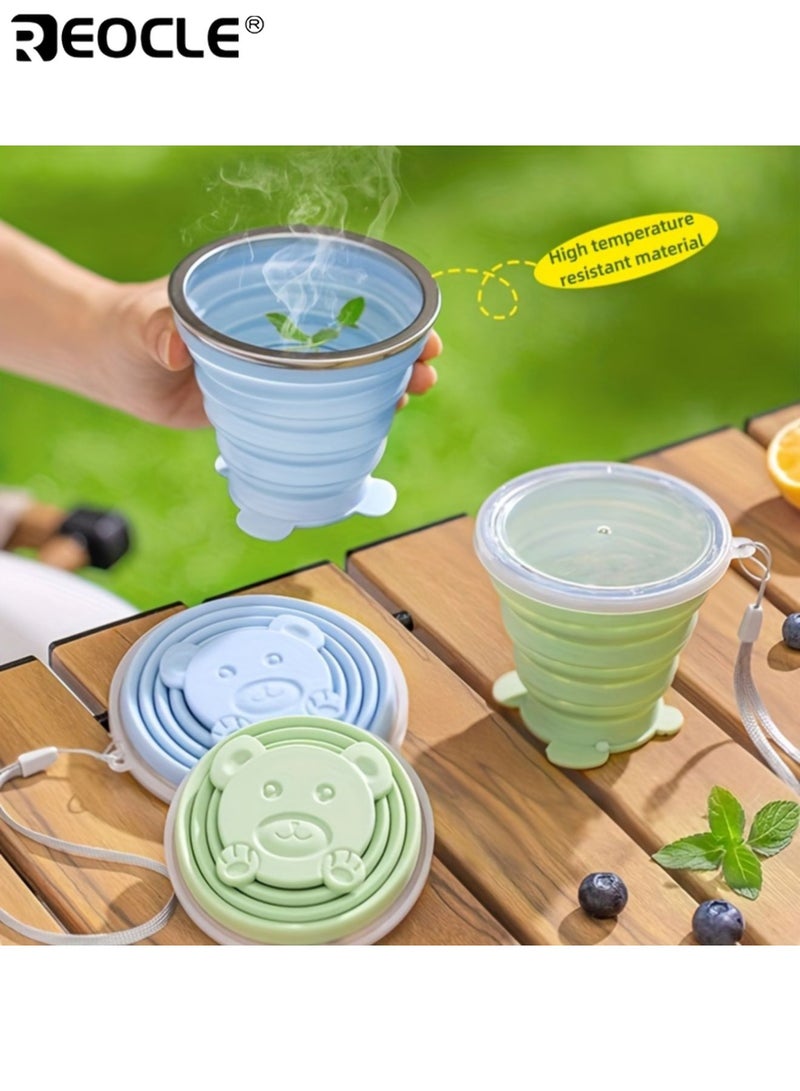 REOCLE Portable Folding Water Cups with 320ML Capacity and Food Grade Silicone Design Travel Compression Cups with Leakproof Feature for Outdoor Camping Brushing Teeth - Image 3