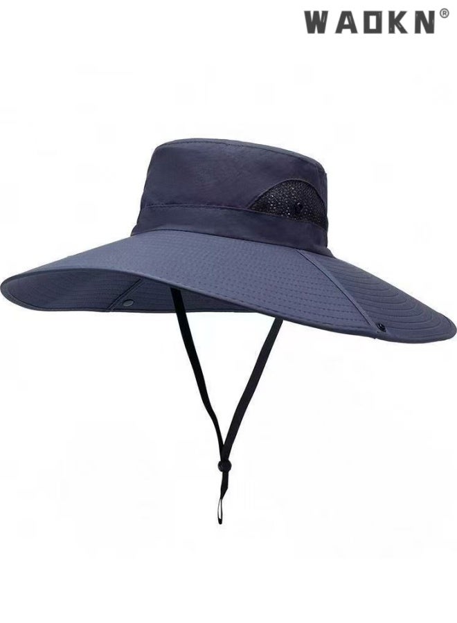 WAOKN Wide Brim Sun Bucket Hat, Waterproof Boonie Hat for Men & Women ,ufp 50+ uv Protection, Adjustable & Breathable, Foldable & Durable for Fishing Hiking Garden Beach,Foldable outdoor quick drying sun protection hat,blue. - Image 1