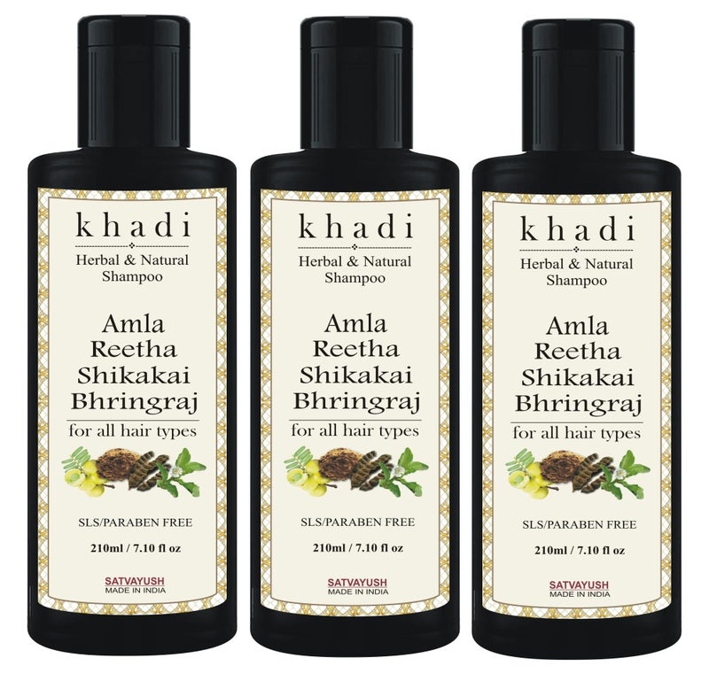 Satvayush Khadi Amla Reetha Shikakai Bhringraj SLS-Paraben free Ayurvedic Shampoo Anti Dandruff -630 ml - Image 1